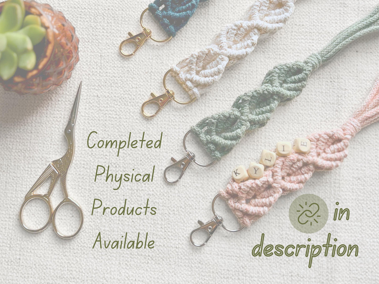 Macrame PATTERN - Written PDF, Video Tutorial and Knot Guide Included, DIY macrame keychain, Instant Digital Download