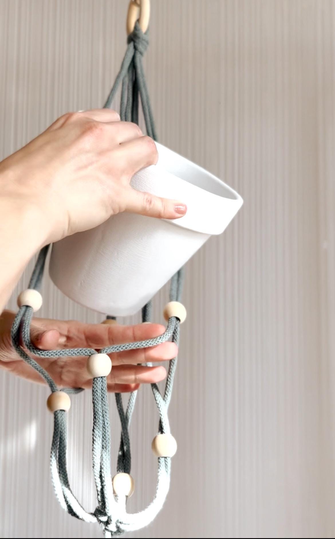 DIY Plant Hanger Kit with Optional Pot - Simple Minimalist Design with Video Tutorial - No Macrame Experience Needed - 30+ Colors