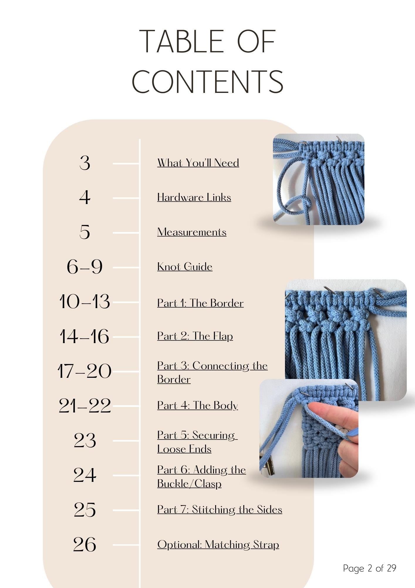 Macrame PATTERN - Written PDF, Video Tutorial and Knot Guide Included, DIY macrame crossbody clutch, Instant Digital Download