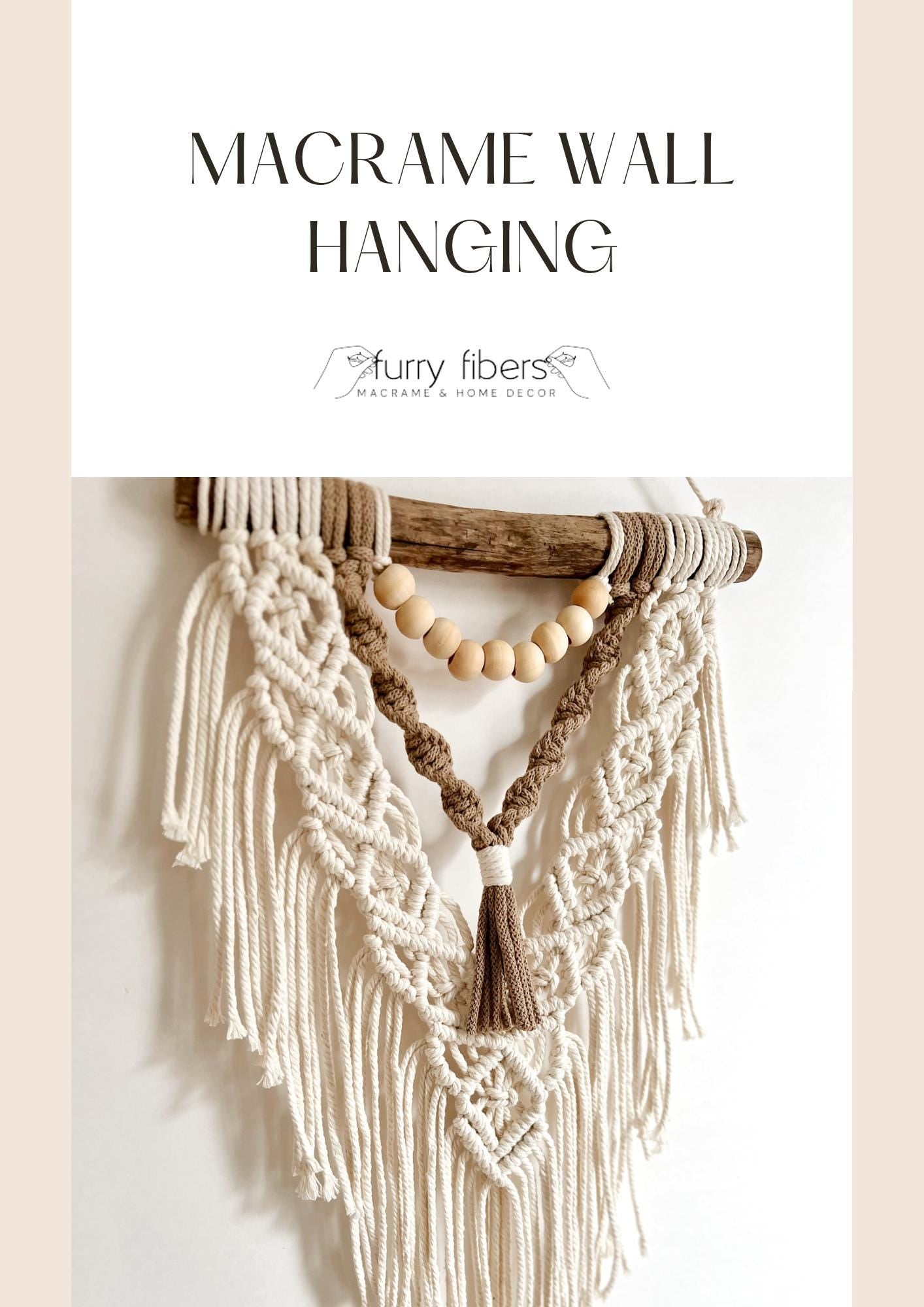 Beginner Macrame Tutorial - Written PDF Pattern, Video Instructions, DIY macrame wall hanging, Knot Guide Included