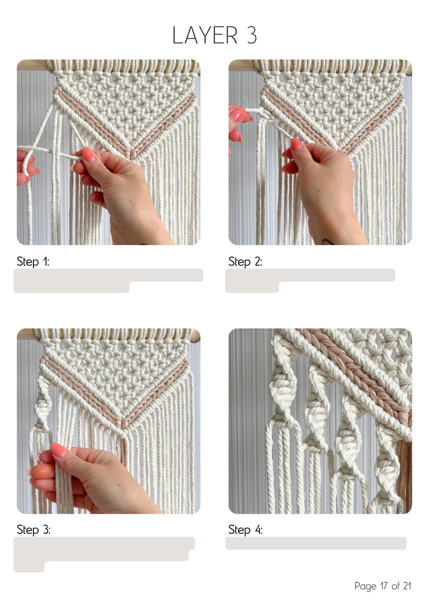 Beginner Macrame Tutorial - Written PDF Pattern, Images and Knot Guide, DIY macrame wall hanging, How to Instructions