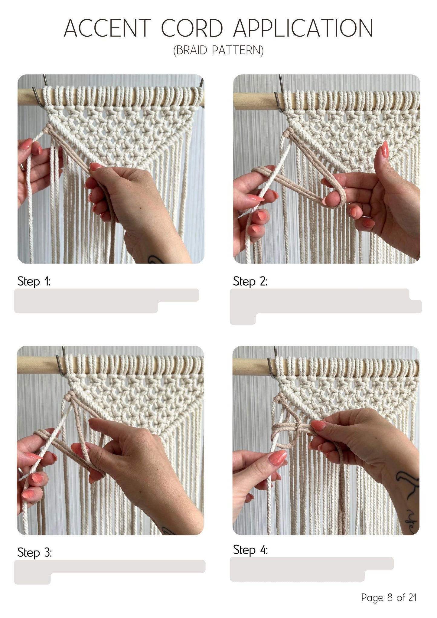 Beginner Macrame Tutorial - Written PDF Pattern, Images and Knot Guide, DIY macrame wall hanging, How to Instructions