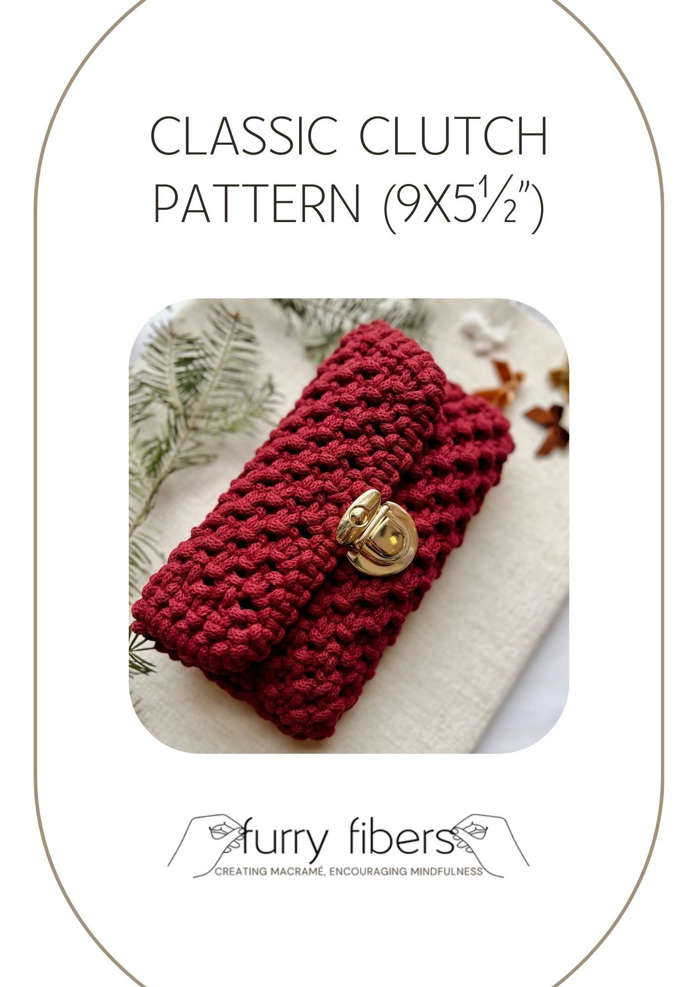 Macrame PATTERN - Written PDF, Video Tutorial and Knot Guide Included, DIY macrame crossbody clutch, Instant Digital Download