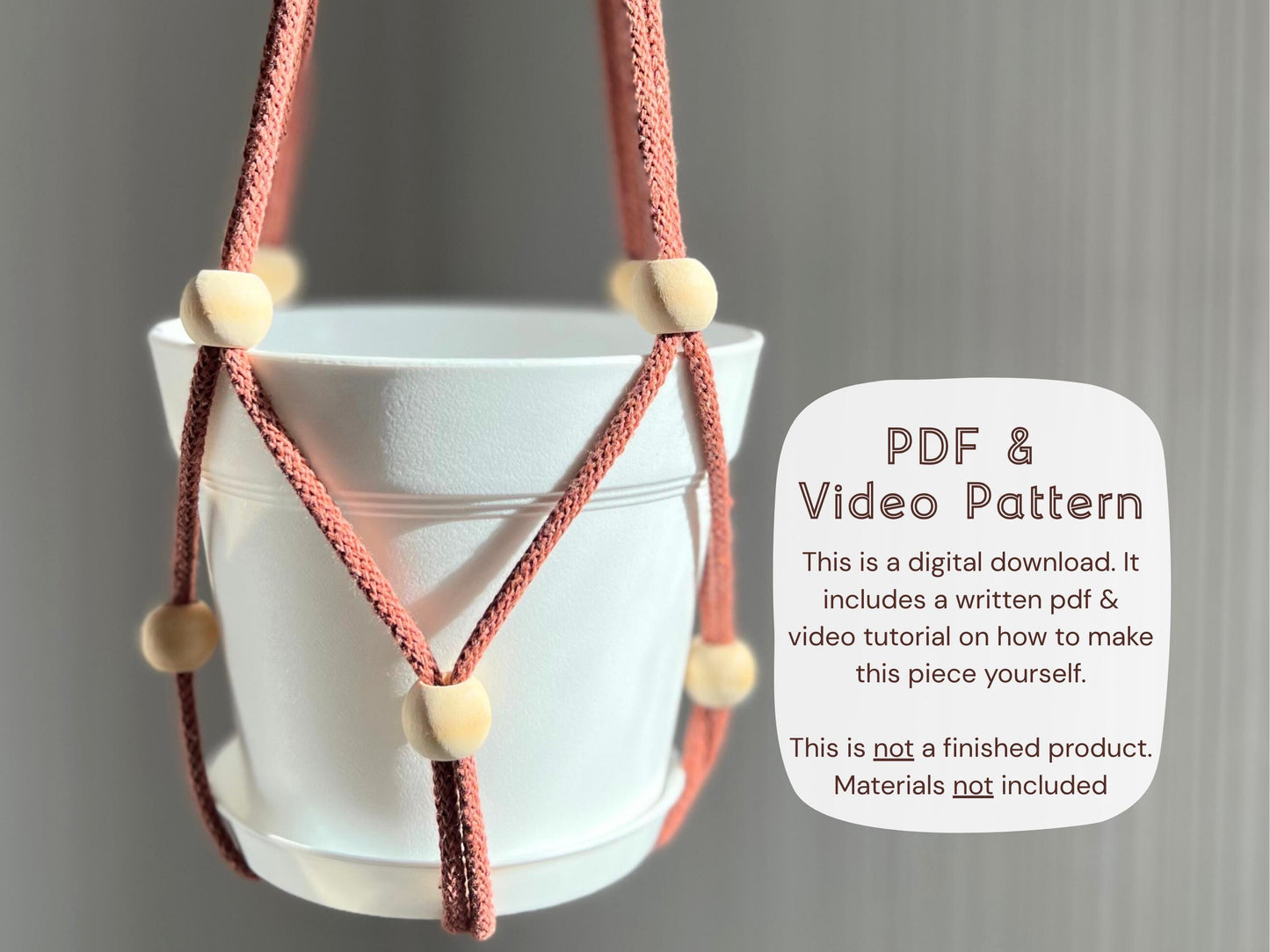 Macrame PATTERN - Written PDF, Video Tutorial and Knot Guide Included, DIY plant hanger, Instant Digital Download