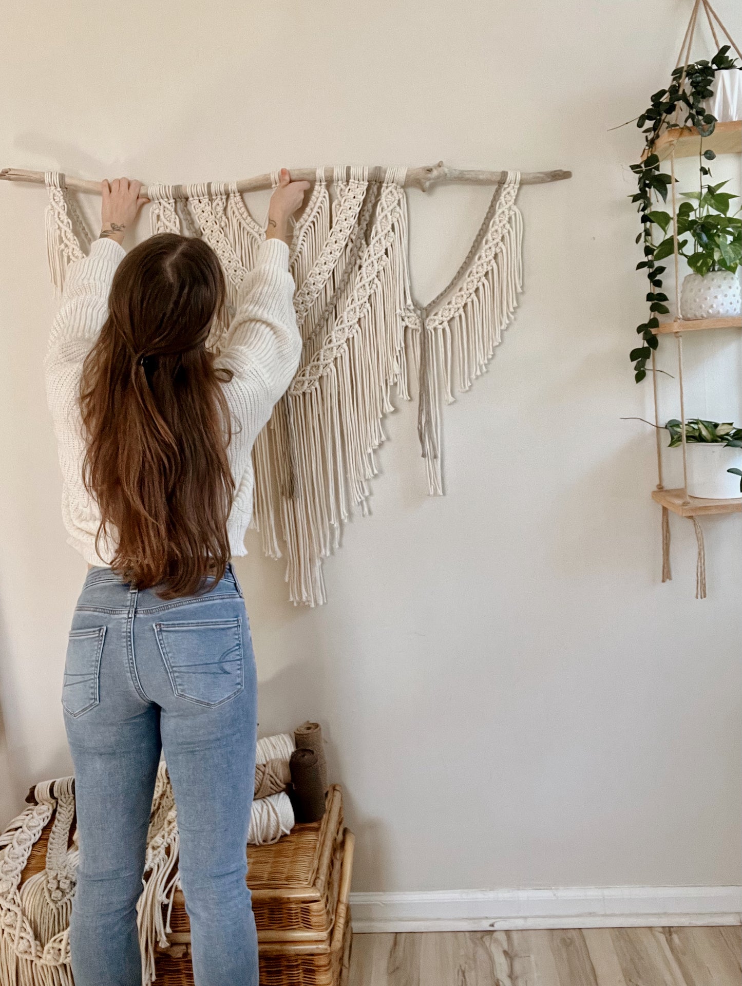 Large Macrame Wall Hanging, Natural Driftwood from Bahamas, One of a Kind