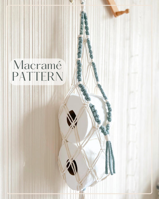 Macrame PATTERN - Written PDF, Images and Knot Guide Included, DIY bathroom storage hanger, Instant Digital Download