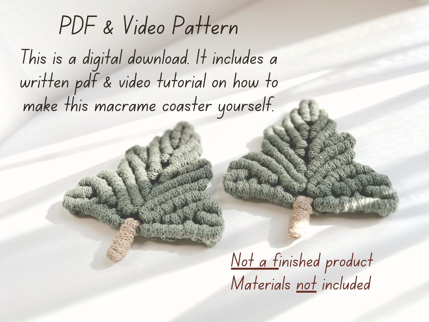 Macrame PATTERN - Christmas Tree Coaster Written PDF, Video Tutorial and Knot Guide Included, DIY Coaster, Instant Digital Download