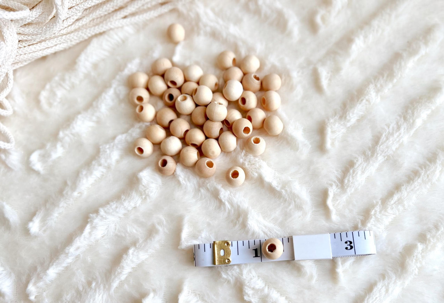 12mm Wood Macrame Beads, Round Natural Unfinished Wooden Beads, DIY Beads