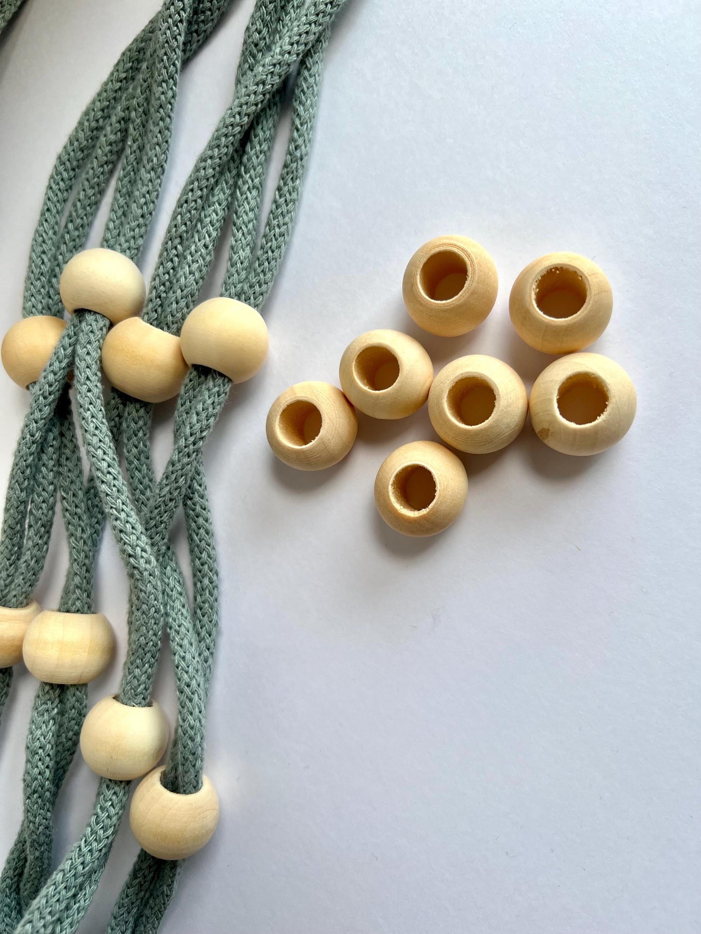 Wood Macrame Beads, Round Natural Unfinished Wooden Beads, DIY Beads