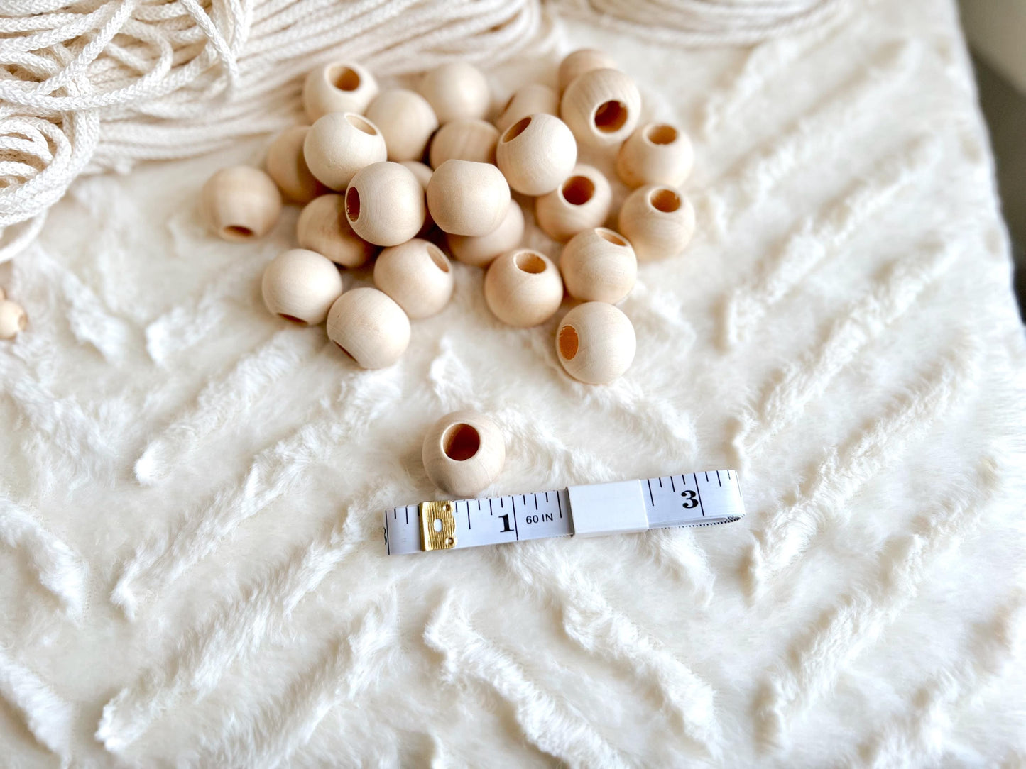25mm Wood Macrame Beads, Round Natural Unfinished Wooden Beads, DIY Beads