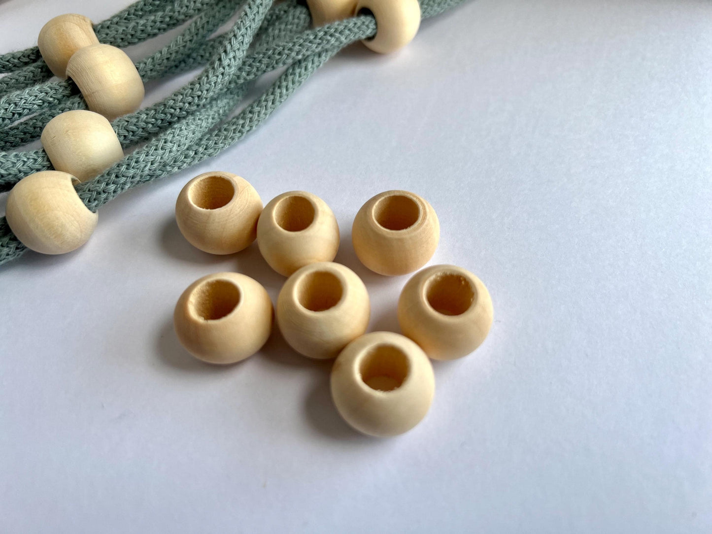 Wood Macrame Beads, Round Natural Unfinished Wooden Beads, DIY Beads