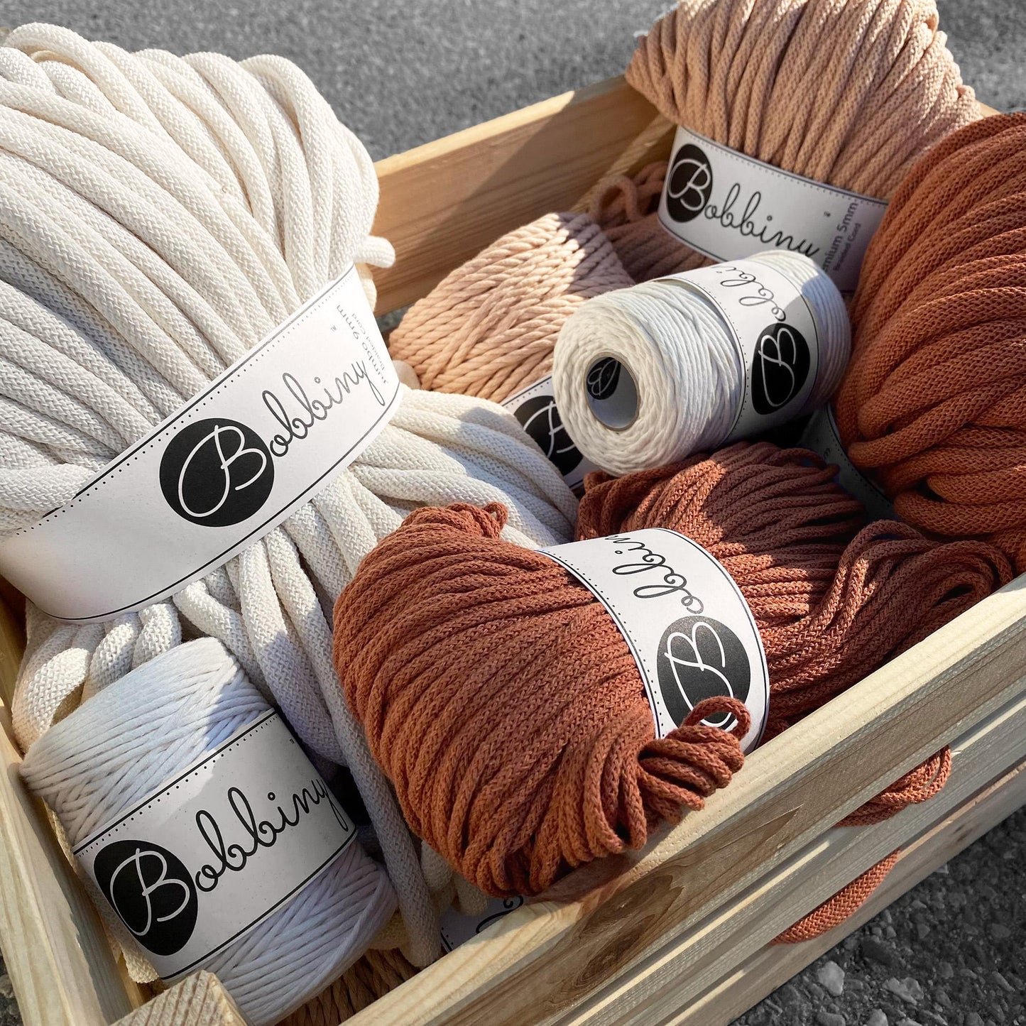 5mm Bobbiny Braided Cord, premium macrame cord, crochet yarn, recycled cotton, Freeship over 35 dollars