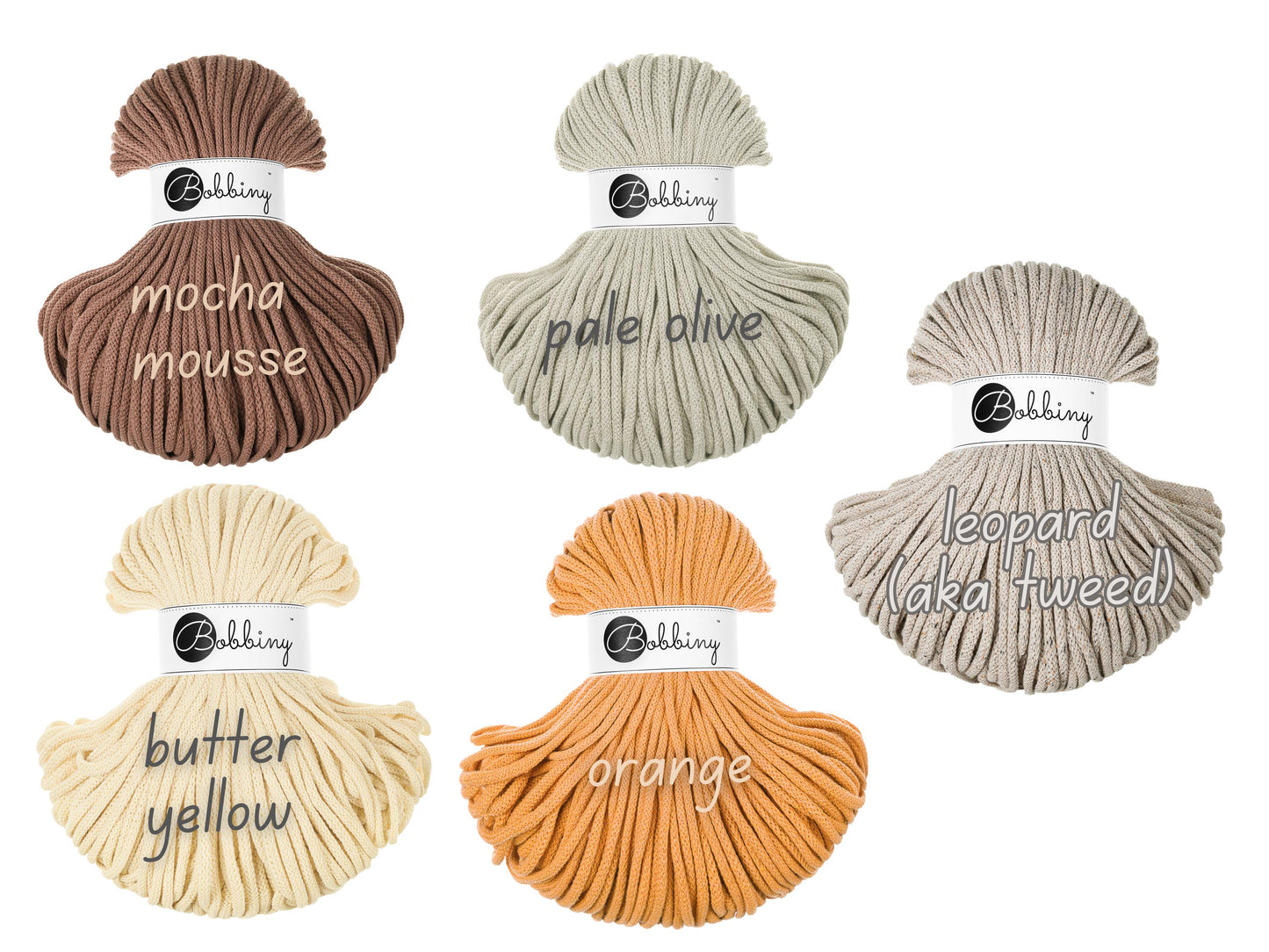 5mm Bobbiny Braided Cord, premium macrame cord, crochet yarn, recycled cotton, Freeship over 35 dollars