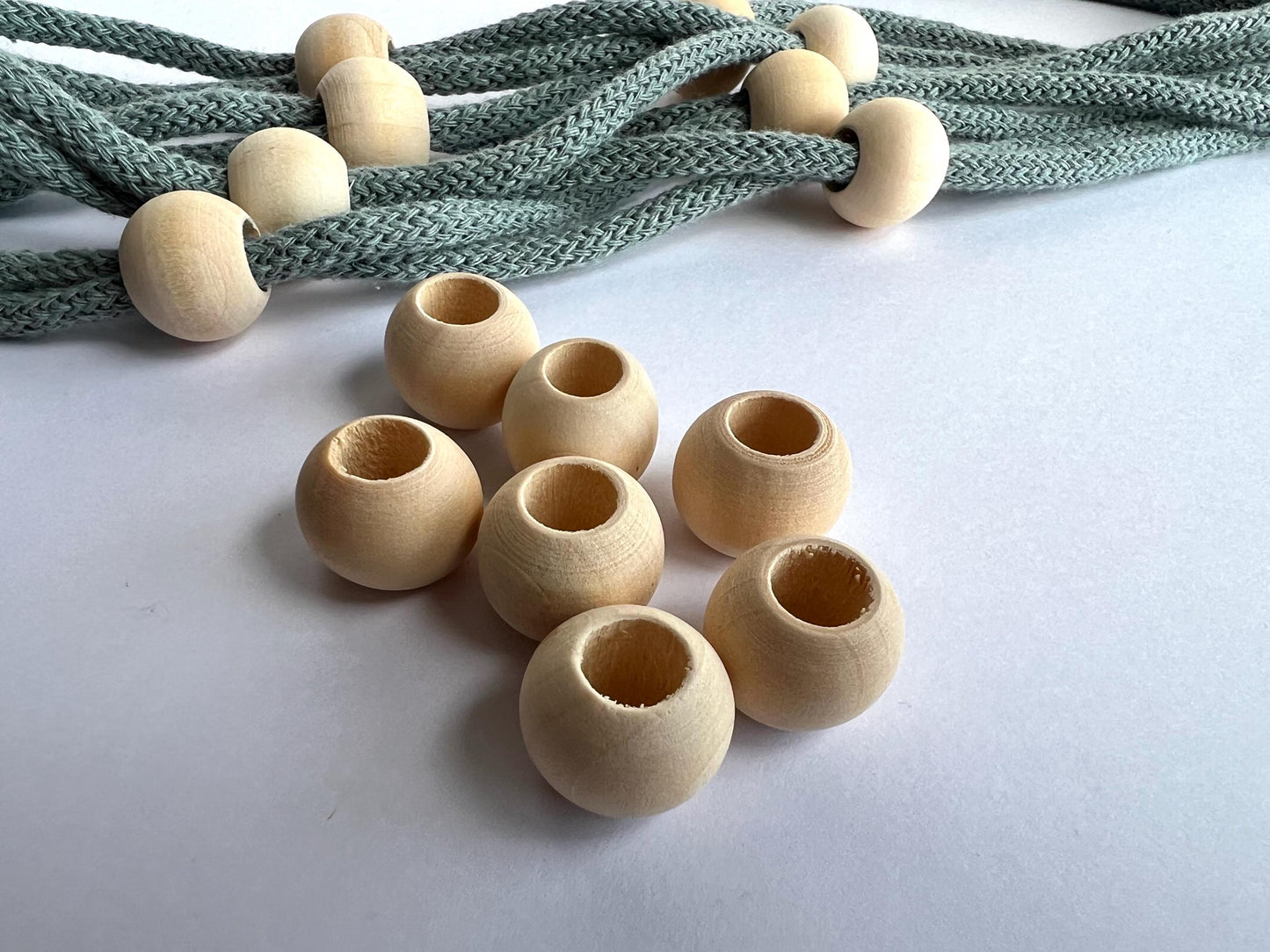 Wood Macrame Beads, Round Natural Unfinished Wooden Beads, DIY Beads