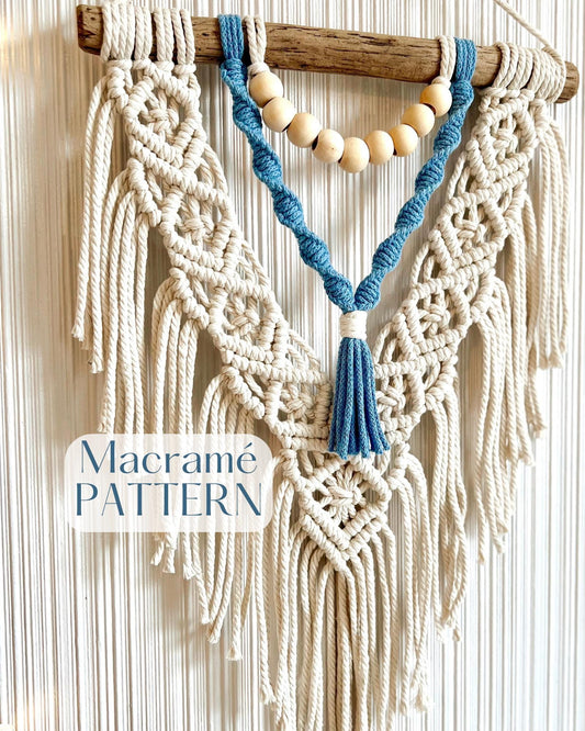 Beginner Macrame Tutorial - Written PDF Pattern, Video Instructions, DIY macrame wall hanging, Knot Guide Included