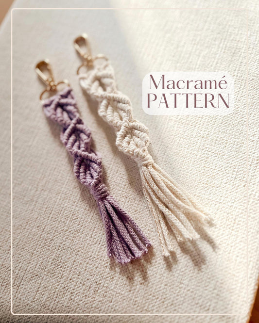Macrame PATTERN - Written PDF, Video Tutorial and Knot Guide Included, DIY macrame keychain, Instant Digital Download