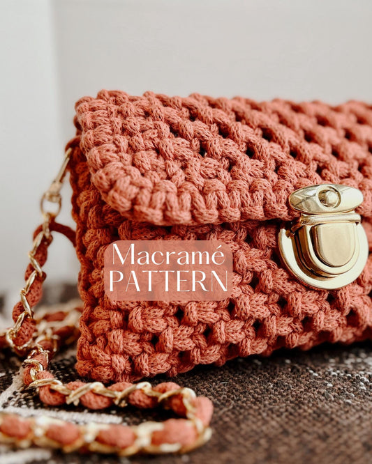 Macrame PATTERN - Written PDF, Video Tutorial and Knot Guide Included, DIY macrame crossbody clutch, Instant Digital Download