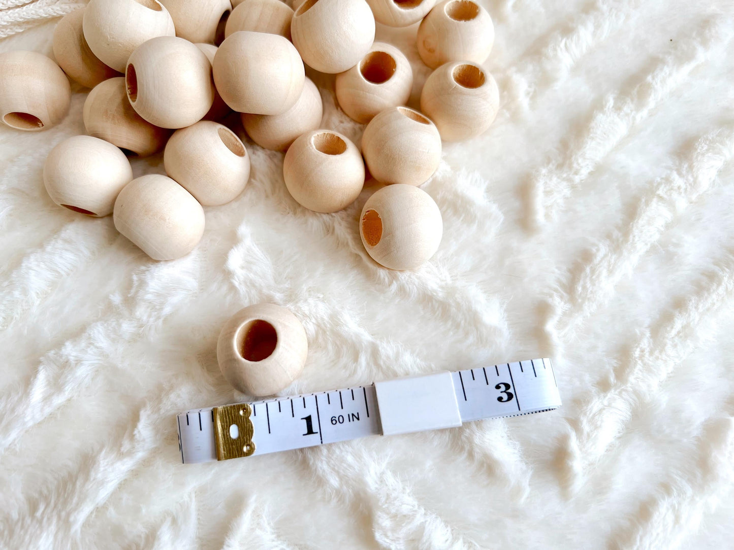 25mm Wood Macrame Beads, Round Natural Unfinished Wooden Beads, DIY Beads