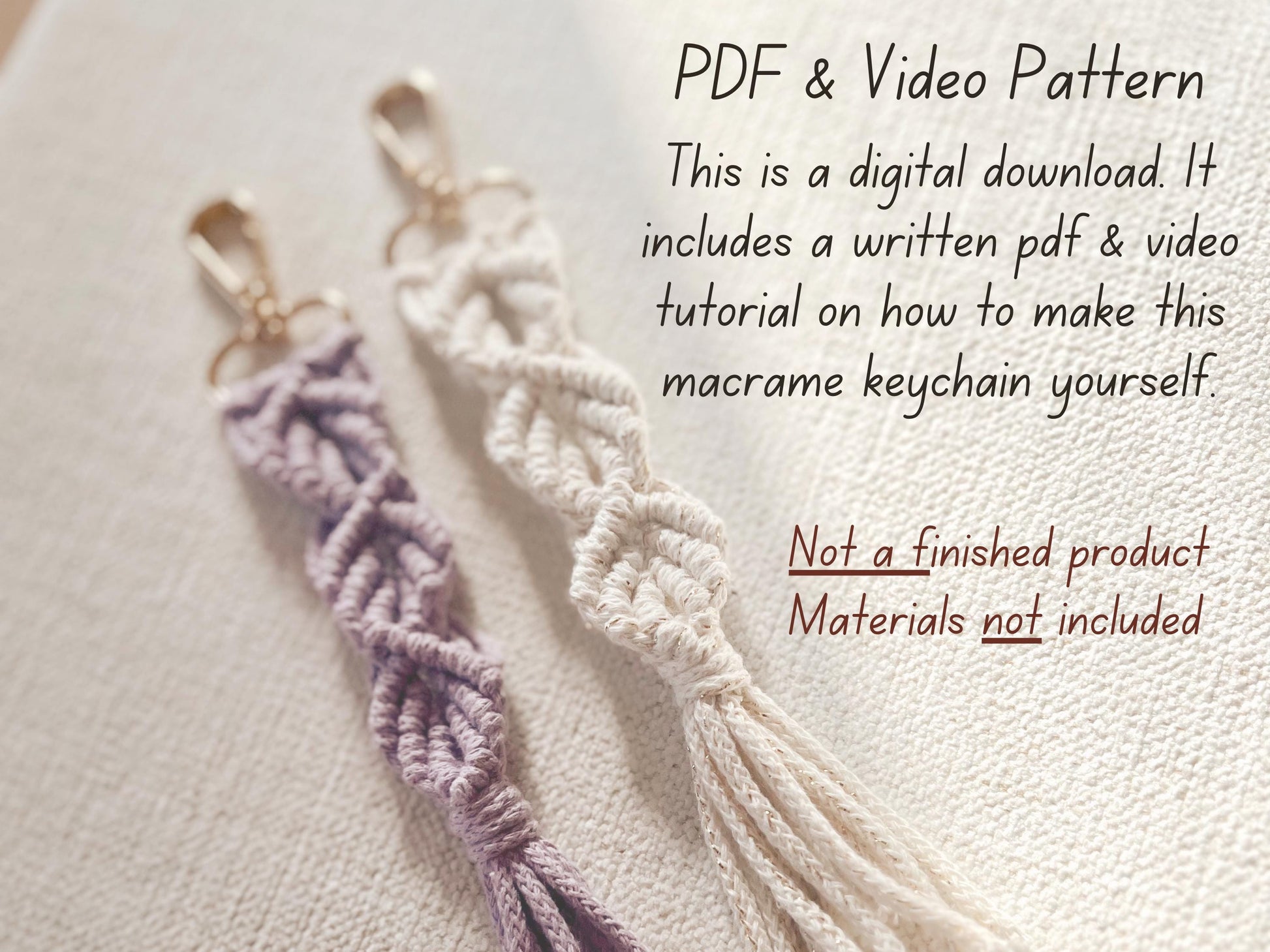 Macrame Keychain Pattern: DIY Video Tutorial (Digital Download)