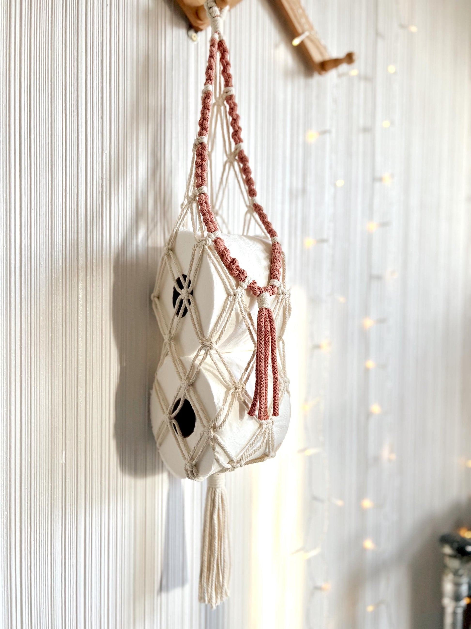 Macrame Hanging Storage Tutorial: Toilet Paper Holder, DIY PATTERN (PDF Download & Knot Guide Included)