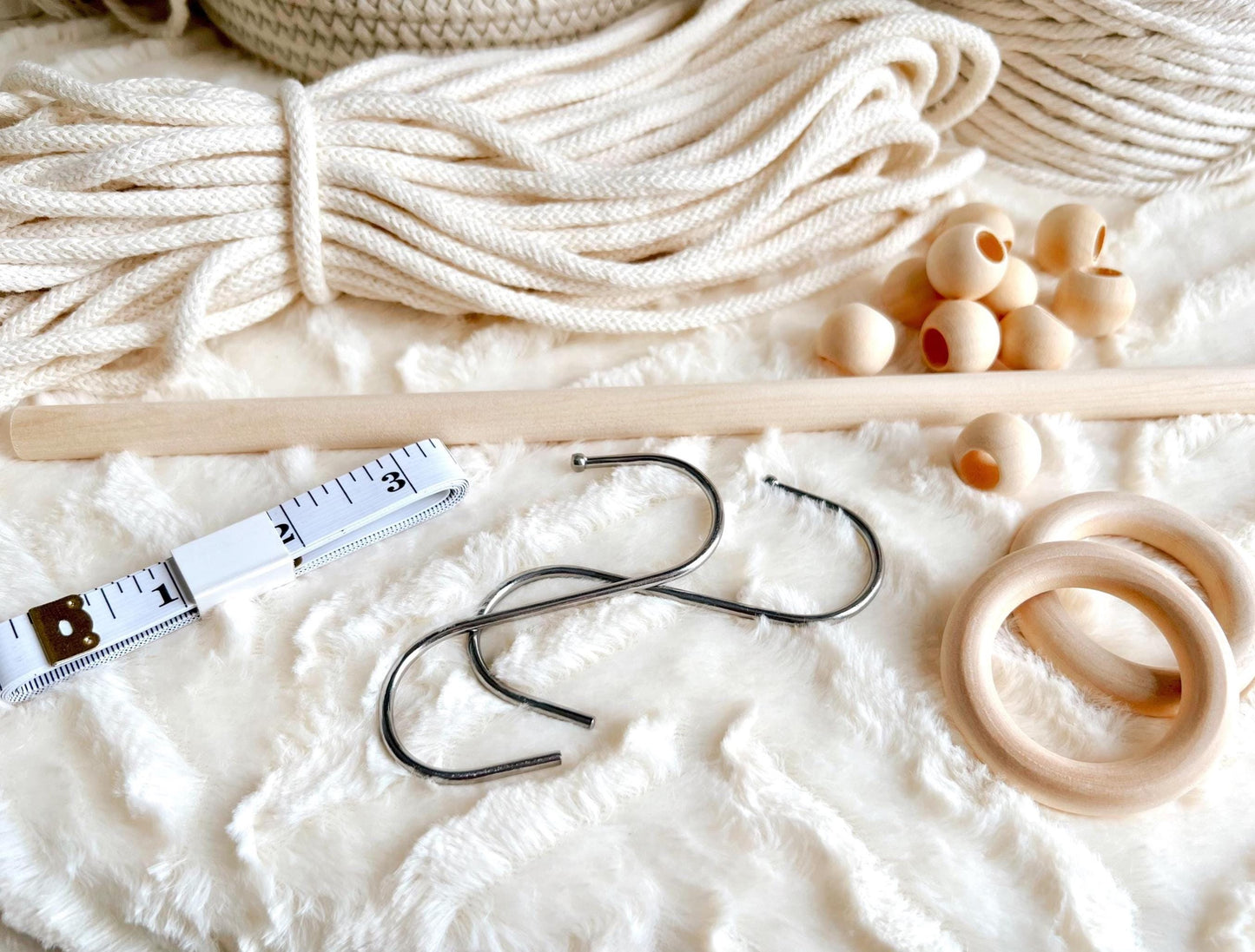 Macrame Beginner Kit: Bobbiny 5mm Cord, Dowel, Beads & Patterns