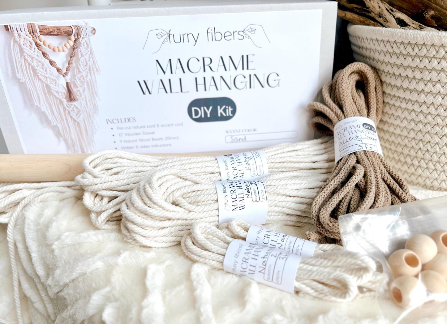 Macrame DIY Kit: Beginner Beaded Wall Hanging with Video (PDF Pattern Available)