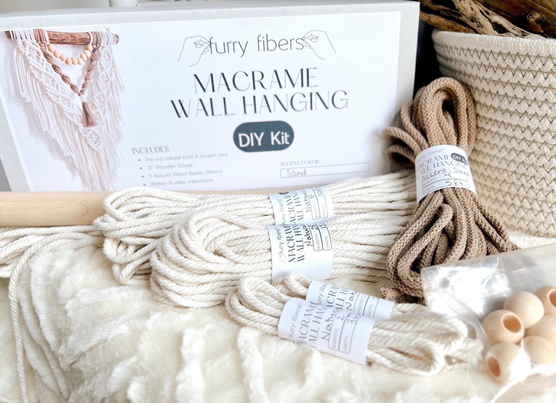 Macrame DIY Kit: Beginner Beaded Wall Hanging with Video (PDF Pattern Available)