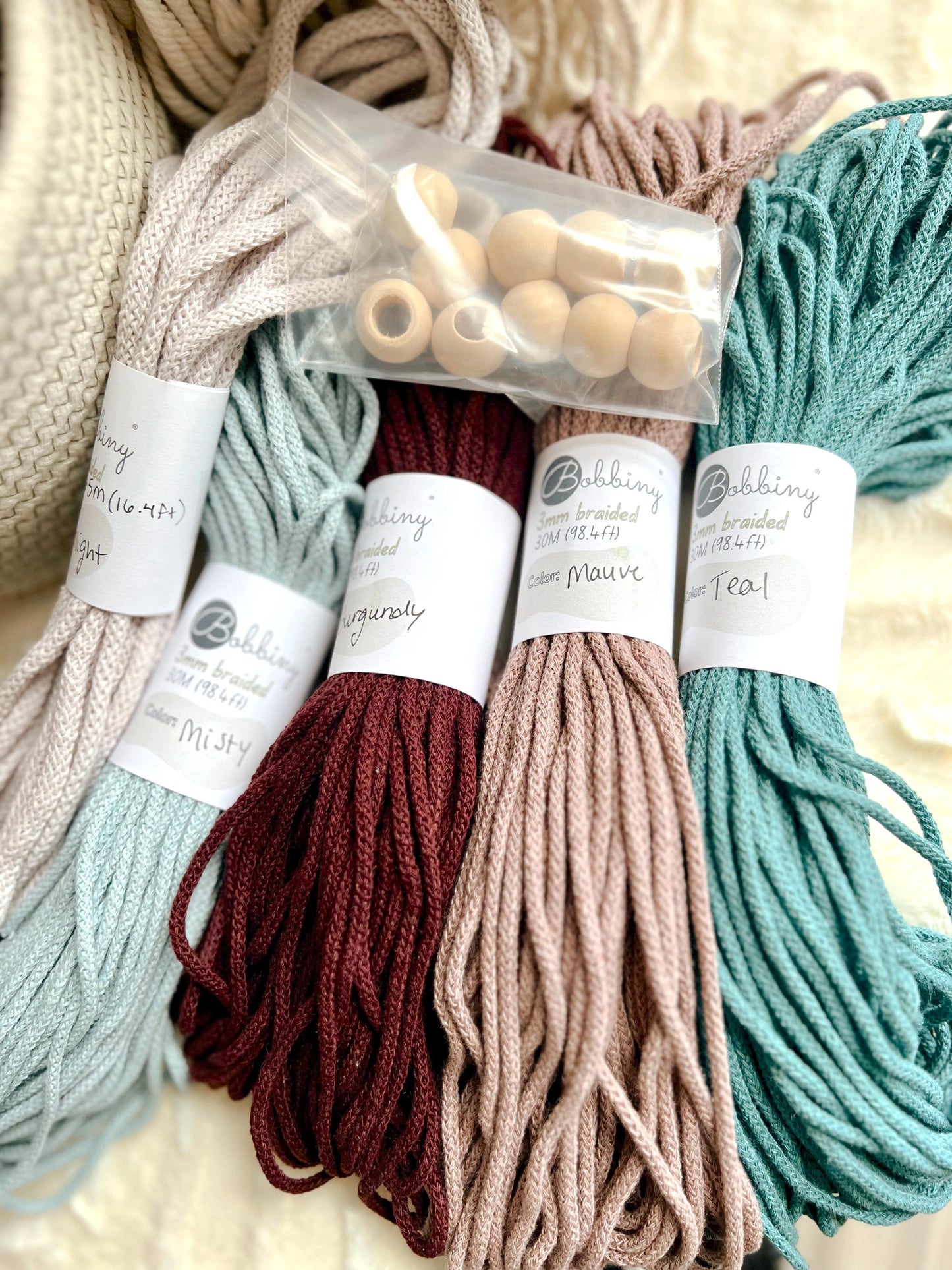 Bobbiny 3mm Junior Braided Cord, Fast US Shipping, Premium Macrame Cord, 15 meters, 30 meters, OEKO-TEX® Certified