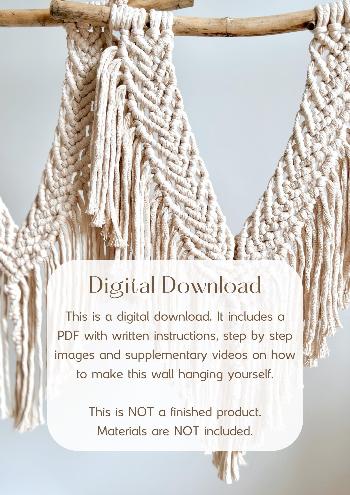 Macrame Wall Hanging Pattern: PDF Instructions and Images, Macrame Knot Guide, Supplementary Videos