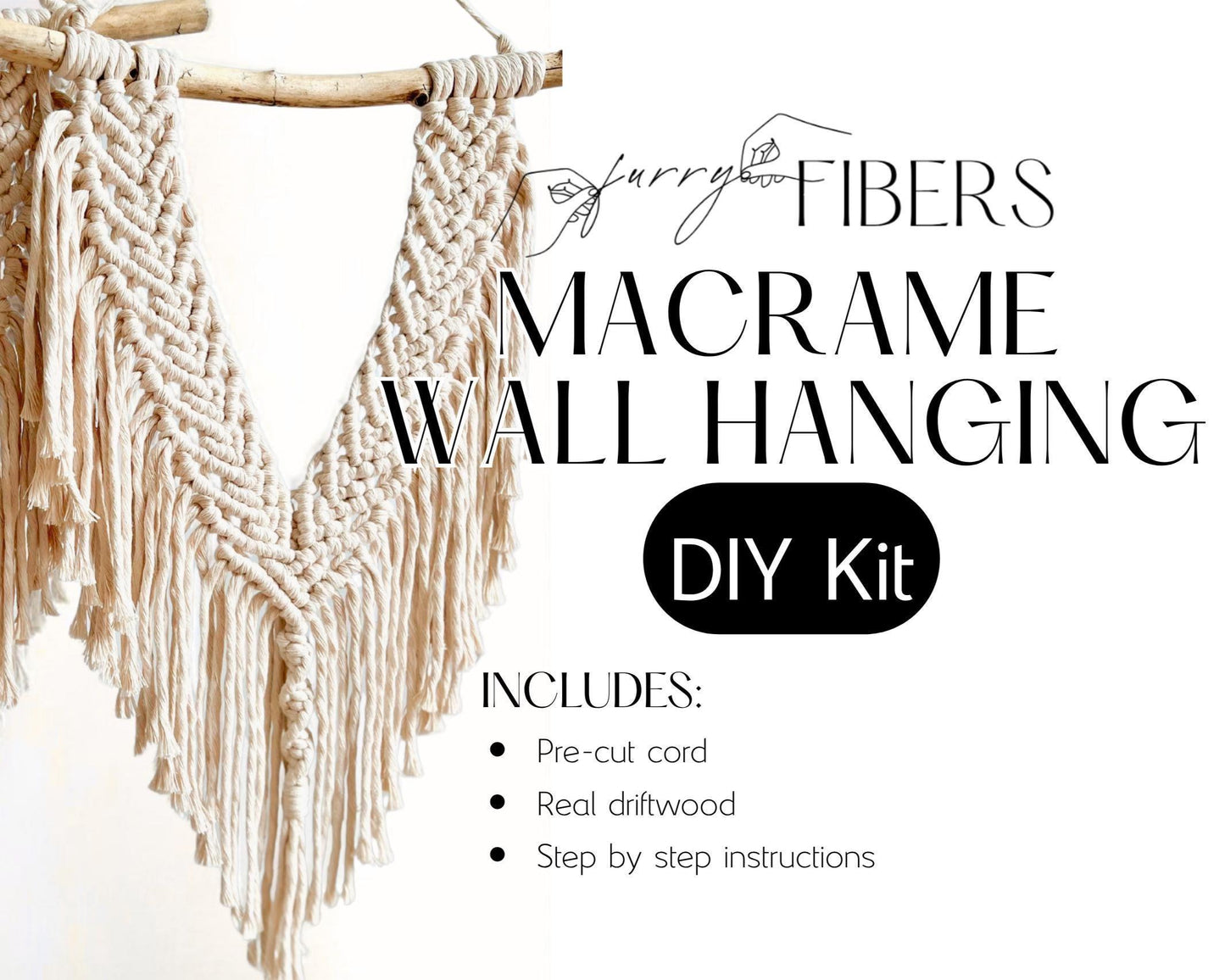 Macrame DIY Kit: Beginner Boho Wall Hanging with Driftwood (PDF Pattern Available)