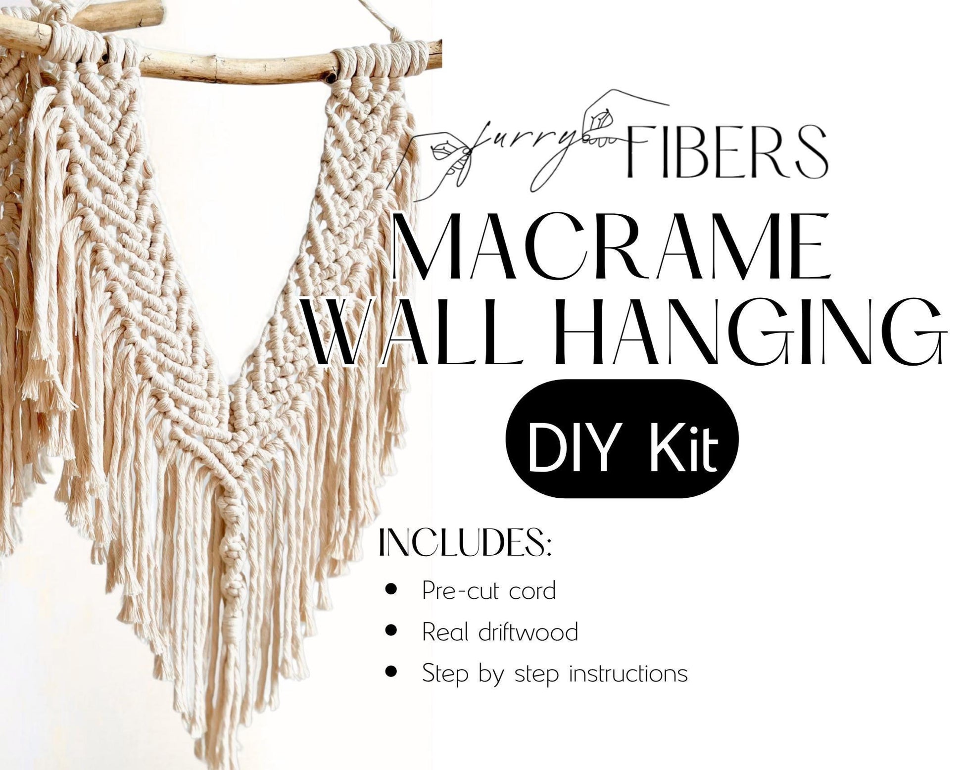 Macrame DIY Kit: Beginner Boho Wall Hanging with Driftwood (PDF Pattern Available)