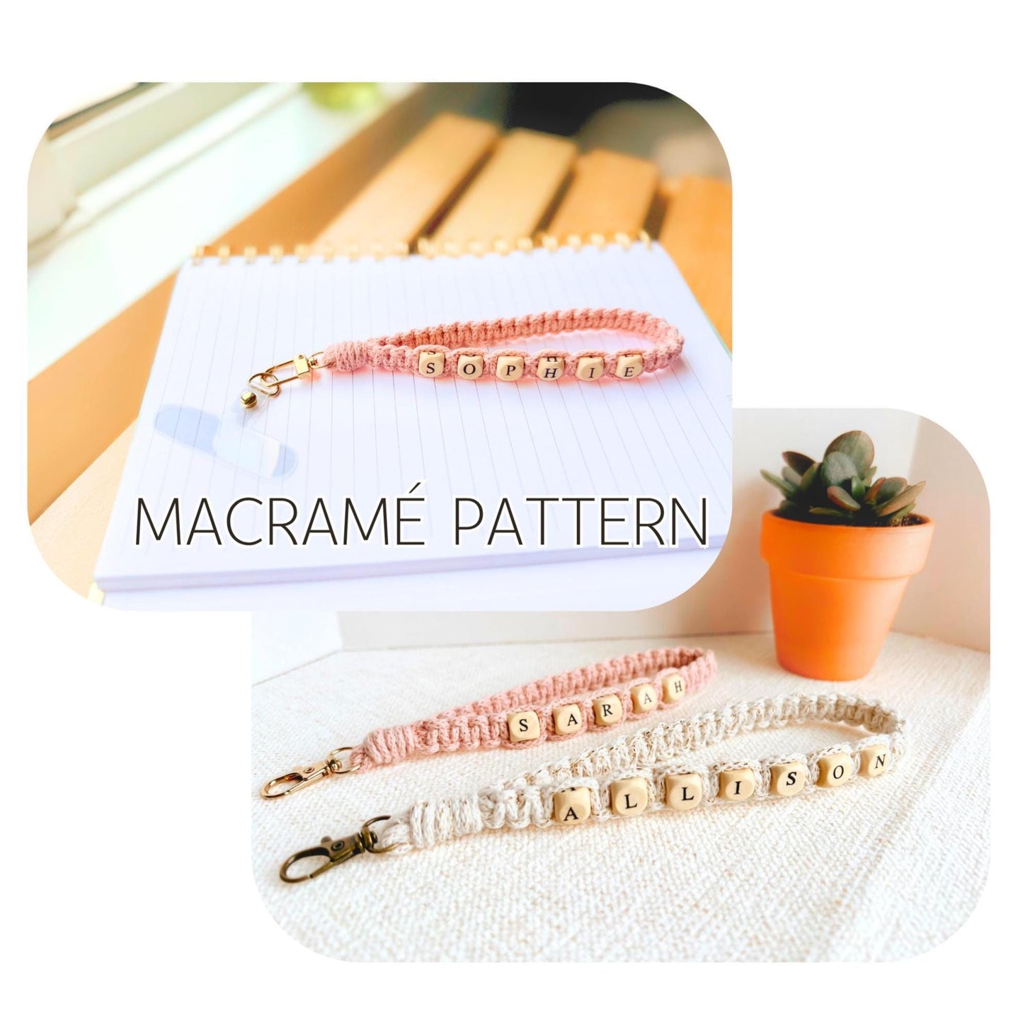 Macrame Keychain Pattern | Beginner Beaded Name Instructions (PDF Download)