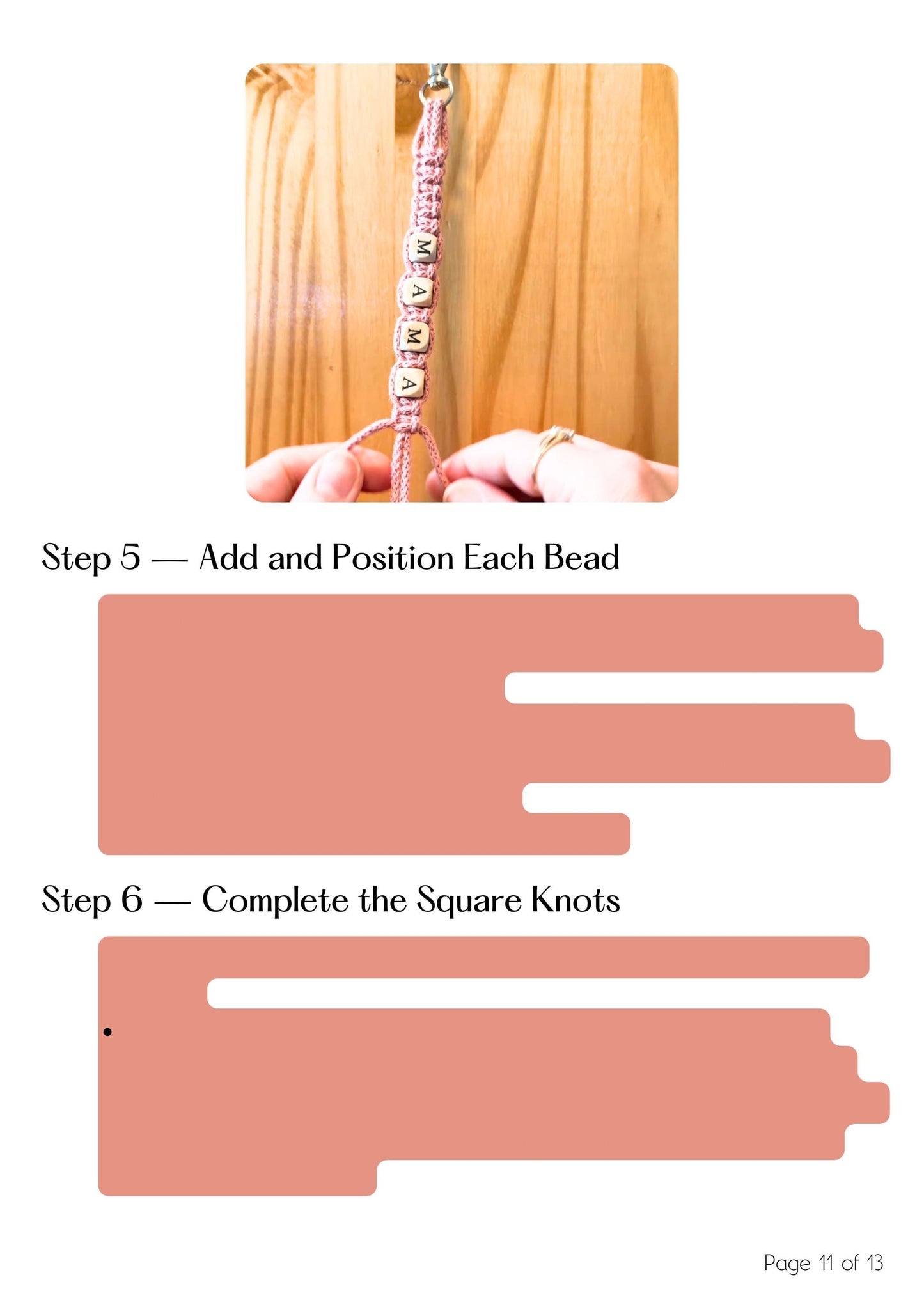 Macrame Keychain Pattern | Beginner Beaded Name Instructions (PDF Download)