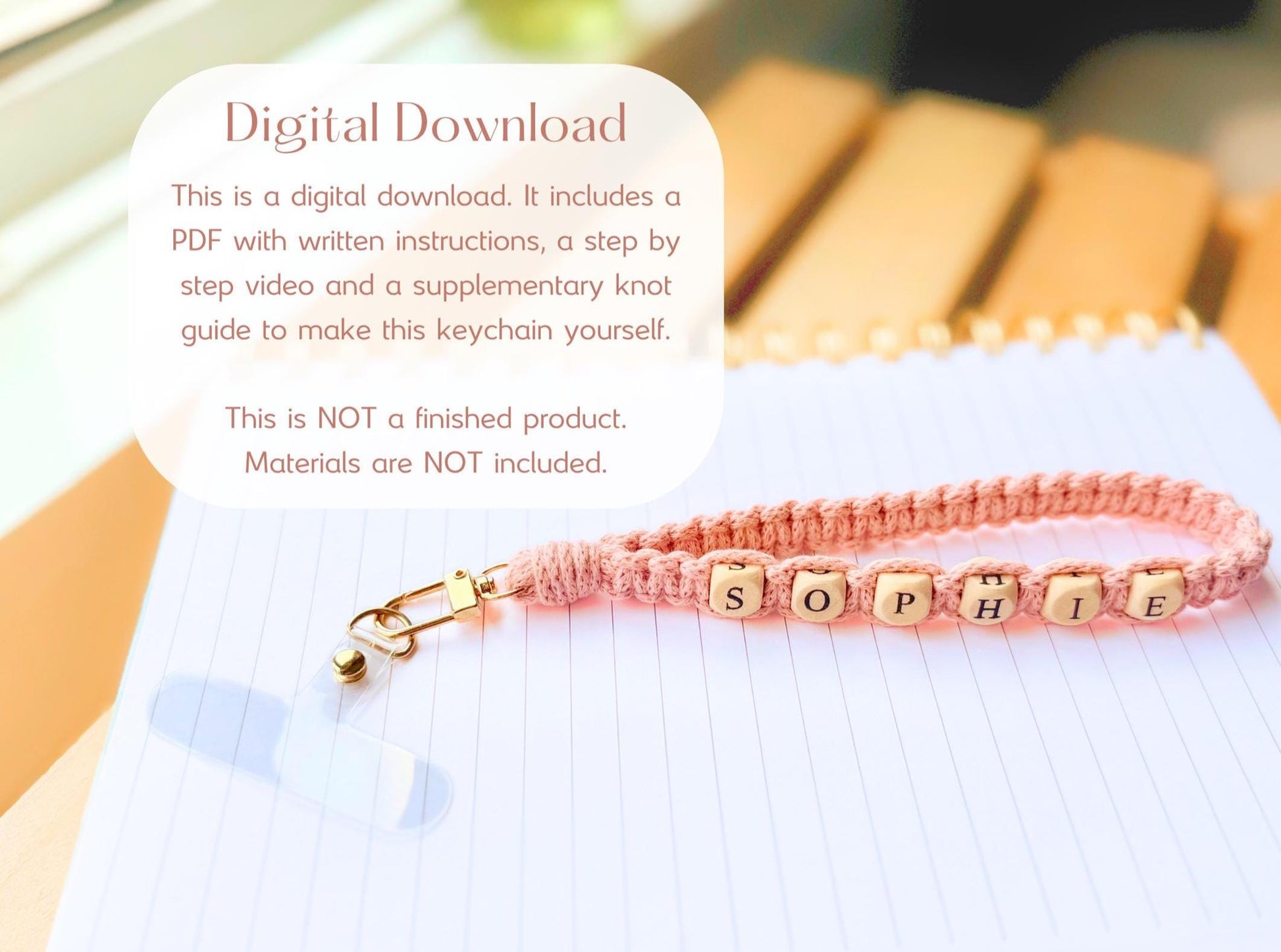 Macrame Keychain Pattern | Beginner Beaded Name Instructions (PDF Download)